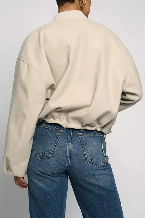 Pleated Cuff Zip Waist Bomber