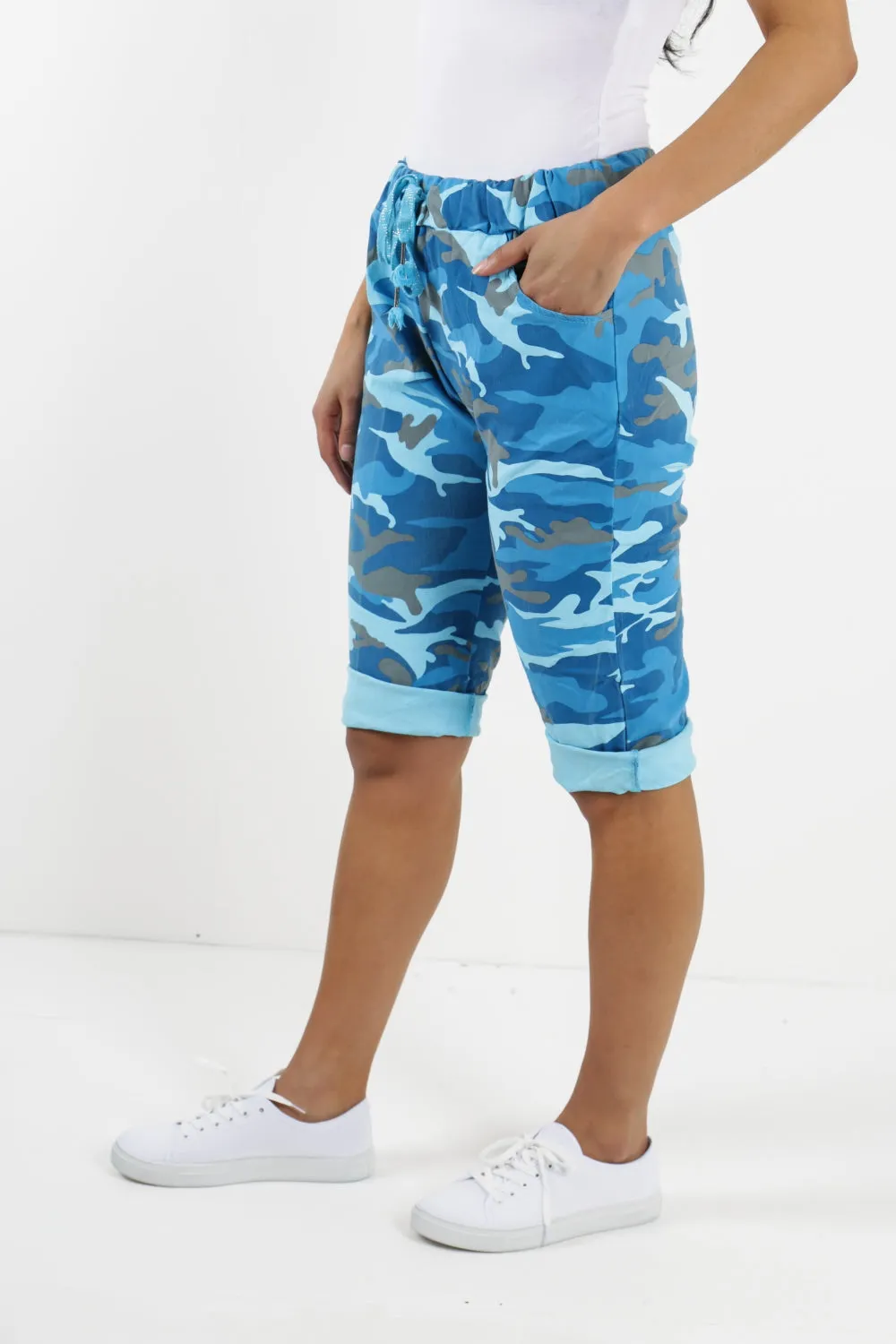 Plus Size Italian Camouflage Magic Chino Shorts