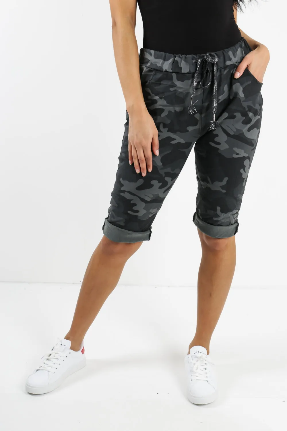 Plus Size Italian Camouflage Magic Chino Shorts