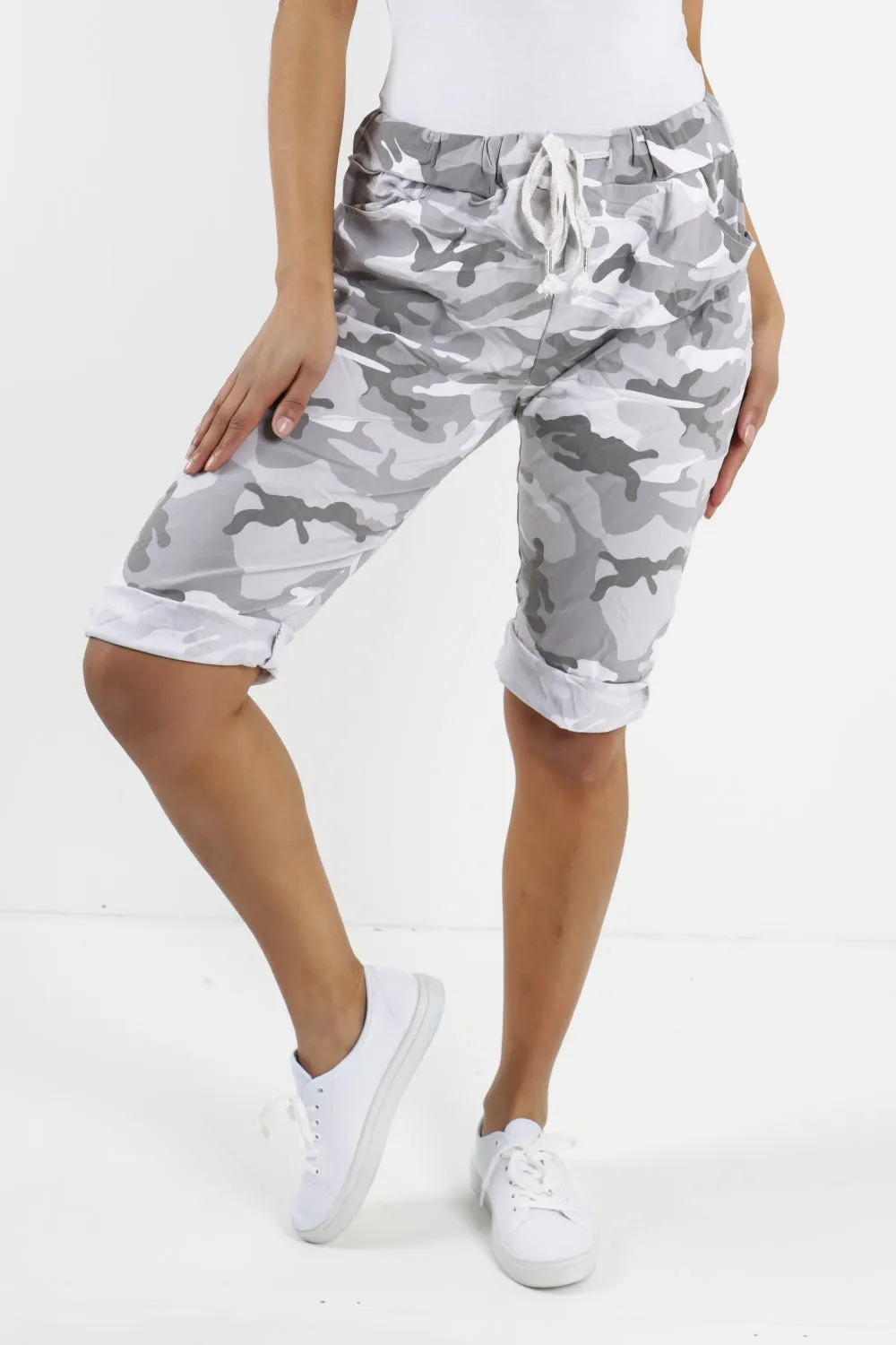 Plus Size Italian Camouflage Magic Chino Shorts