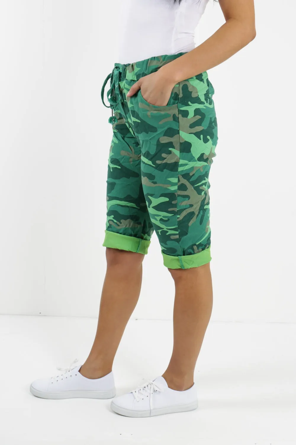 Plus Size Italian Camouflage Magic Chino Shorts