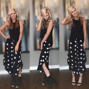 Polka-Dot Ruffle Trim Culottes