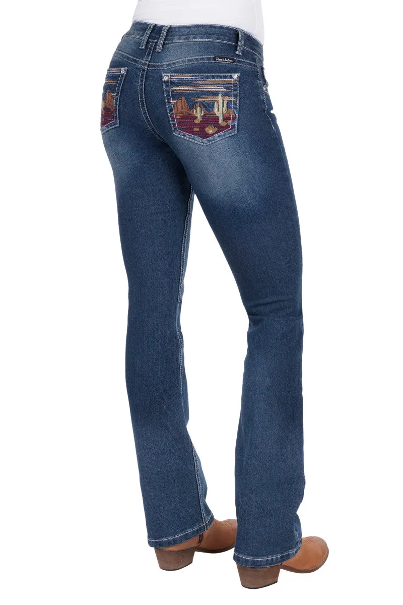 Pure Western Ladies Madeleine Bootcut Jean True Blue