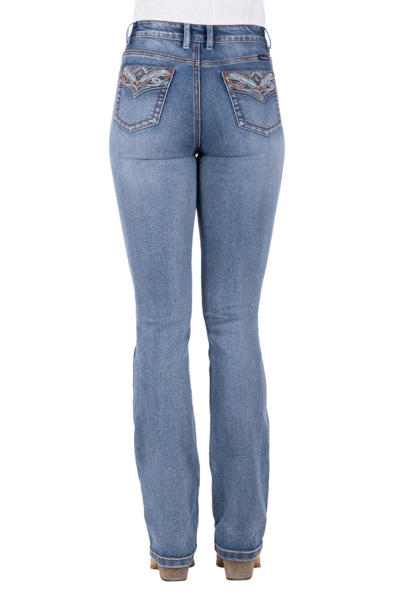 Pure Western Nina Hi Rise Boot Cut Ladies Jean Moonshine