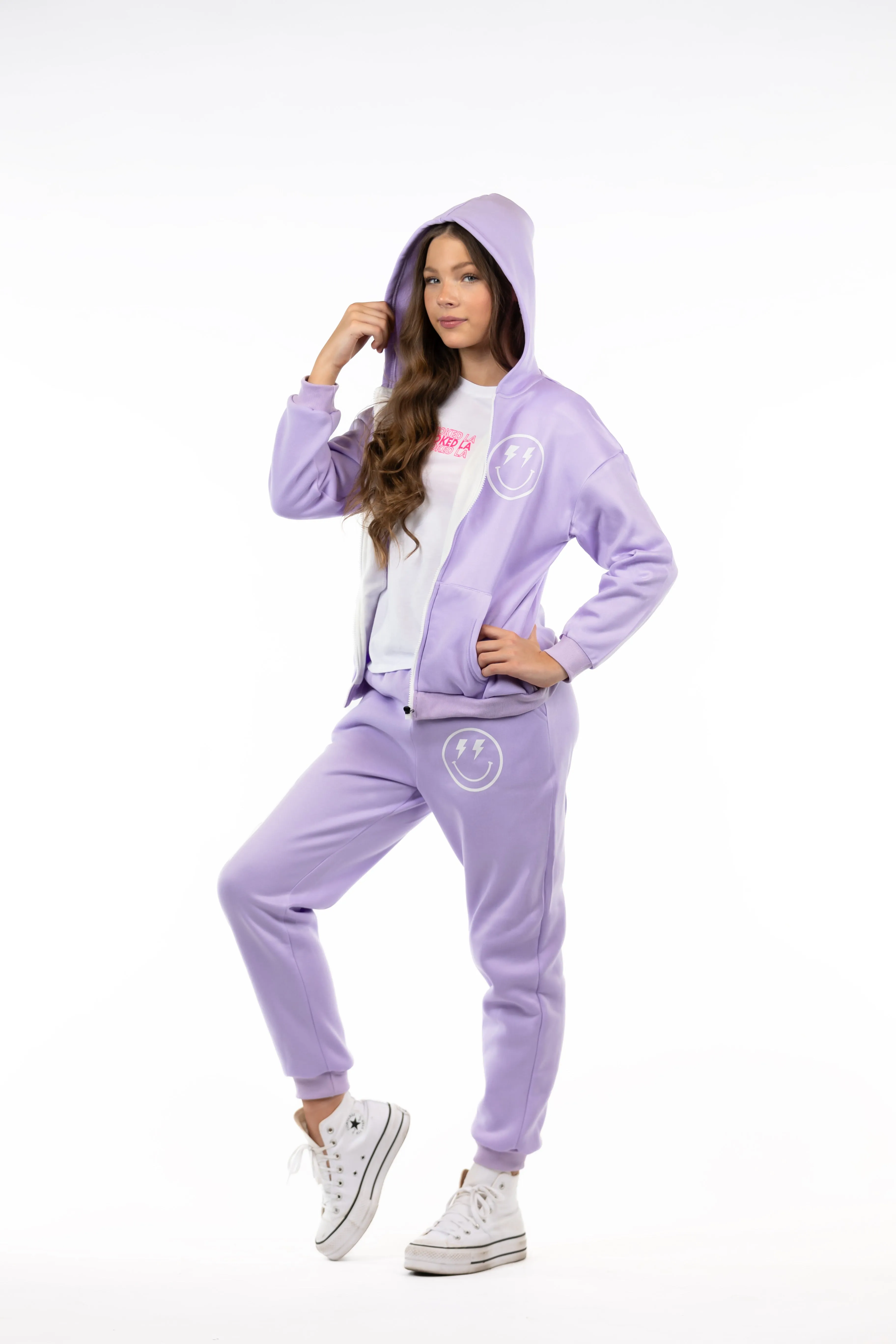 PURPLE LIGHTNING SMILEY ZIPUP HOODIE