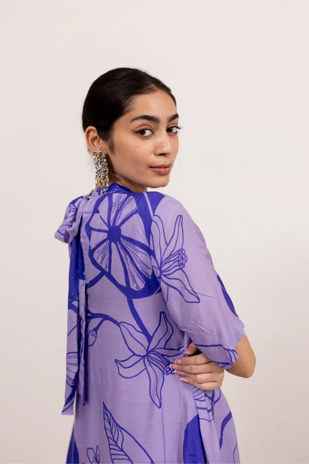 Purple lily Printed Dress Set