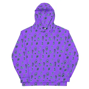Purple Plumskum Profanity Product | All Over Print Grawlix Pull Over Hoodie