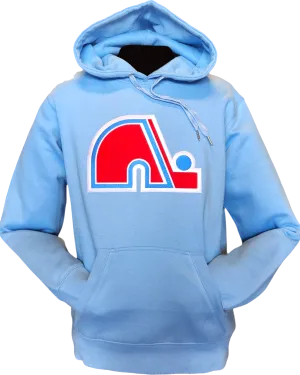 Quebec Nordiques Embroidered Crest Hoodie Light Blue