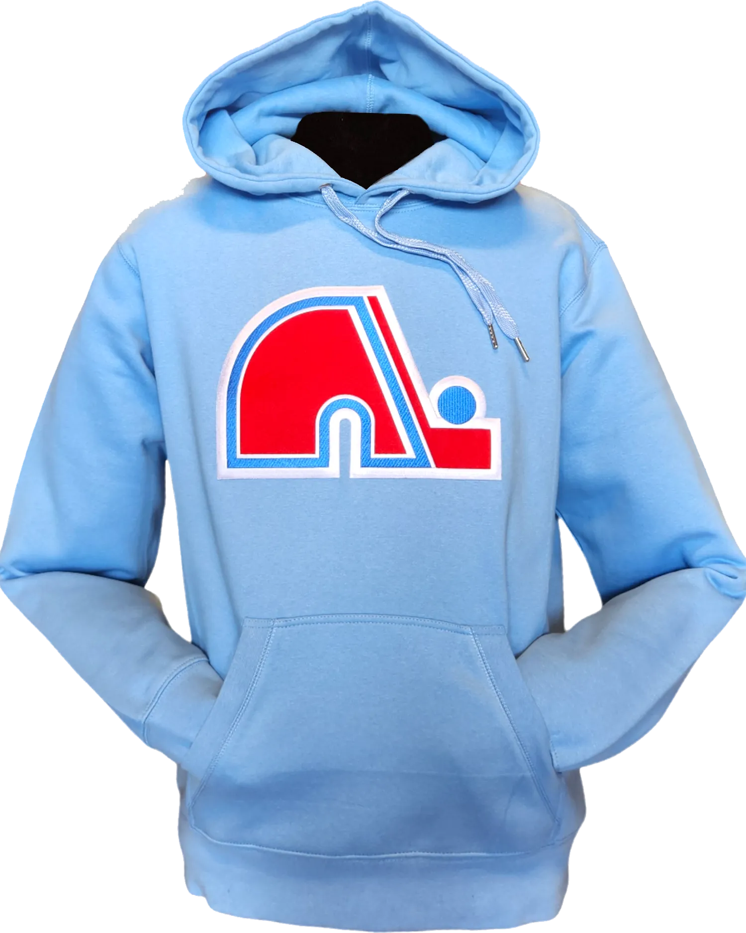 Quebec Nordiques Embroidered Crest Hoodie Light Blue