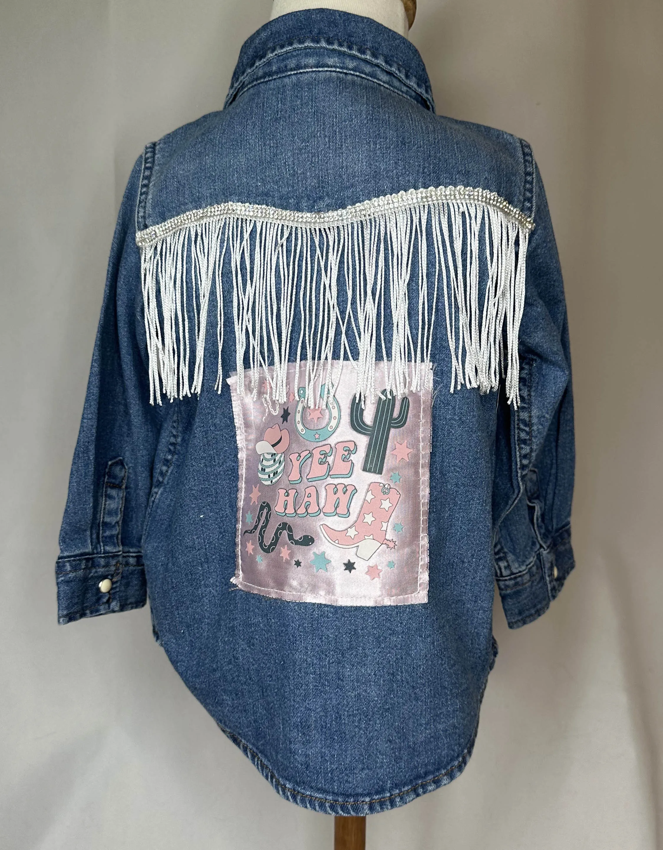 "Yee Haw Pink Satin" Toddler Denim Flannel