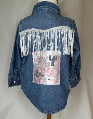 "Yee Haw Pink Satin" Toddler Denim Flannel