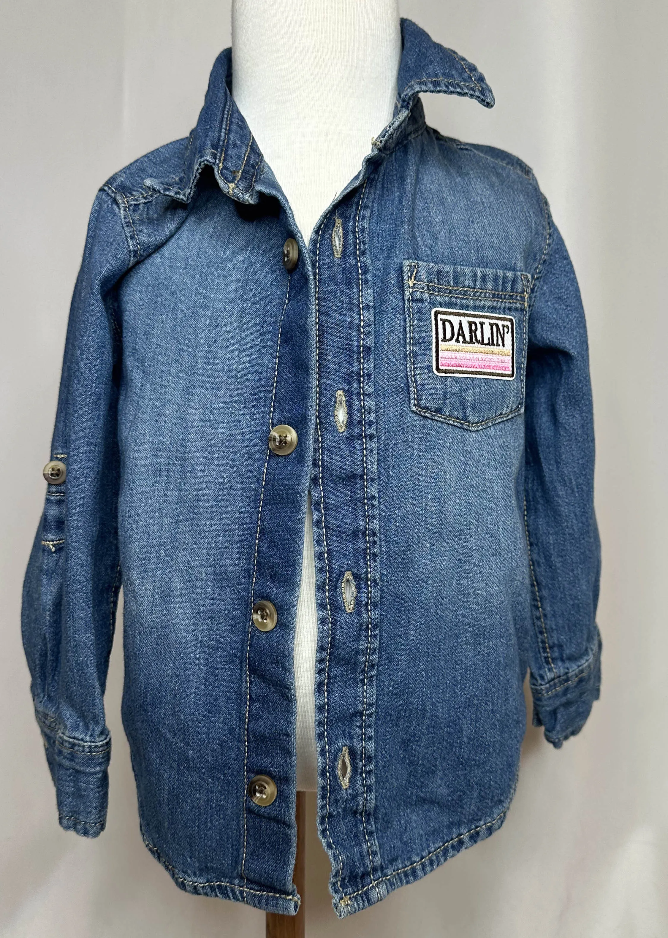 "Yee Haw Pink Satin" Toddler Denim Flannel