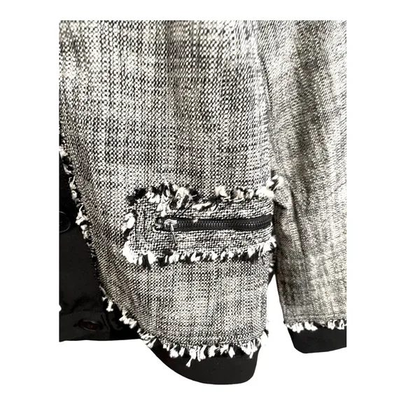 Rachel Roy Collection January Black &amp; Ivory Tweed Blazer Jacket NWT