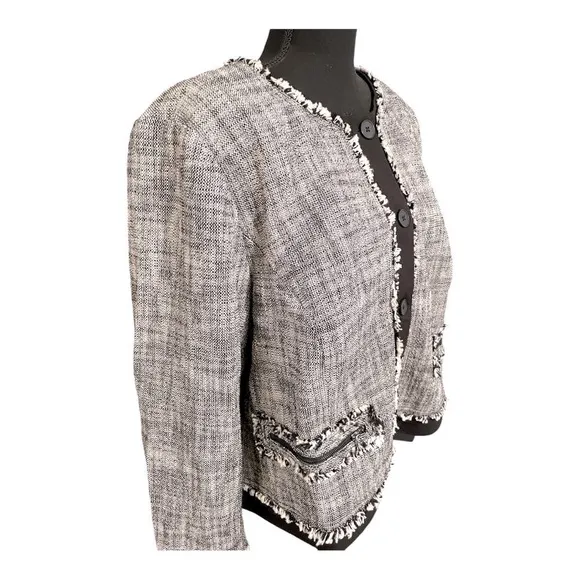 Rachel Roy Collection January Black &amp; Ivory Tweed Blazer Jacket NWT