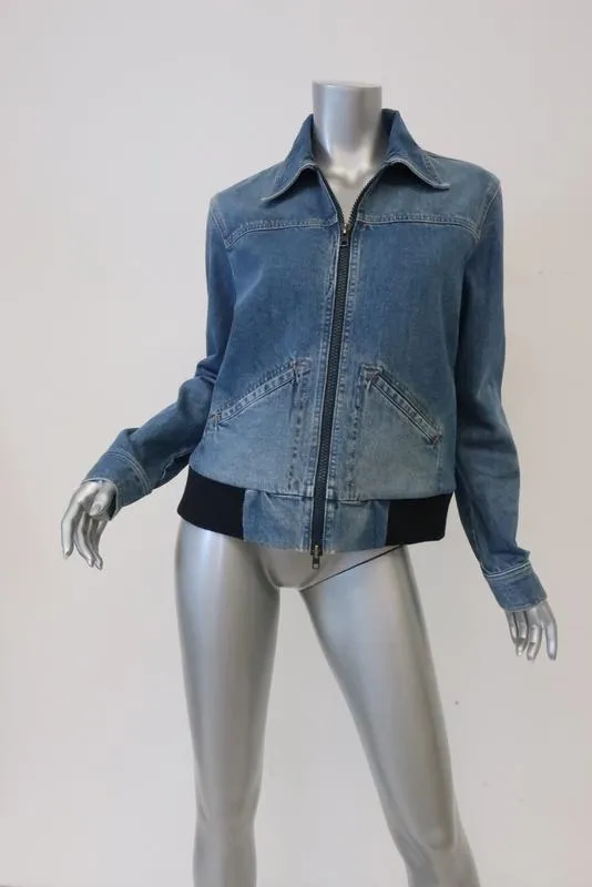Raey 1970s Denim Bomber Jacket Size UK 10