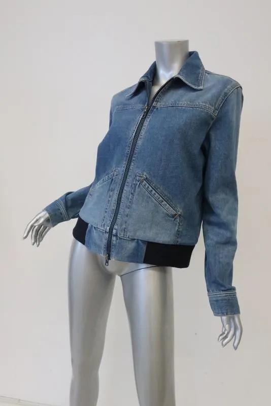 Raey 1970s Denim Bomber Jacket Size UK 10