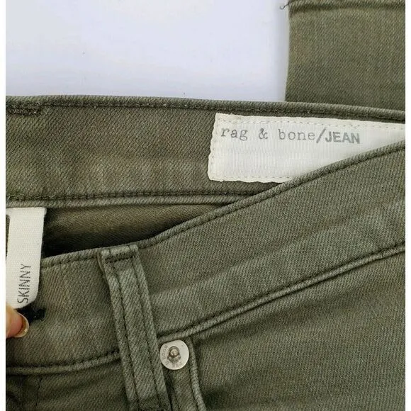 Rag &amp; Bone Skinny Fatigue Olive Soft Stretch Jean