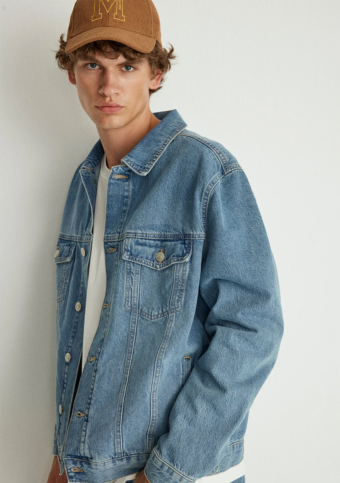 Ray Used Blue College Denim Jean Jacket