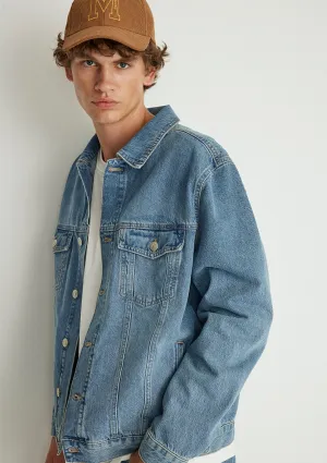 Ray Used Blue College Denim Jean Jacket