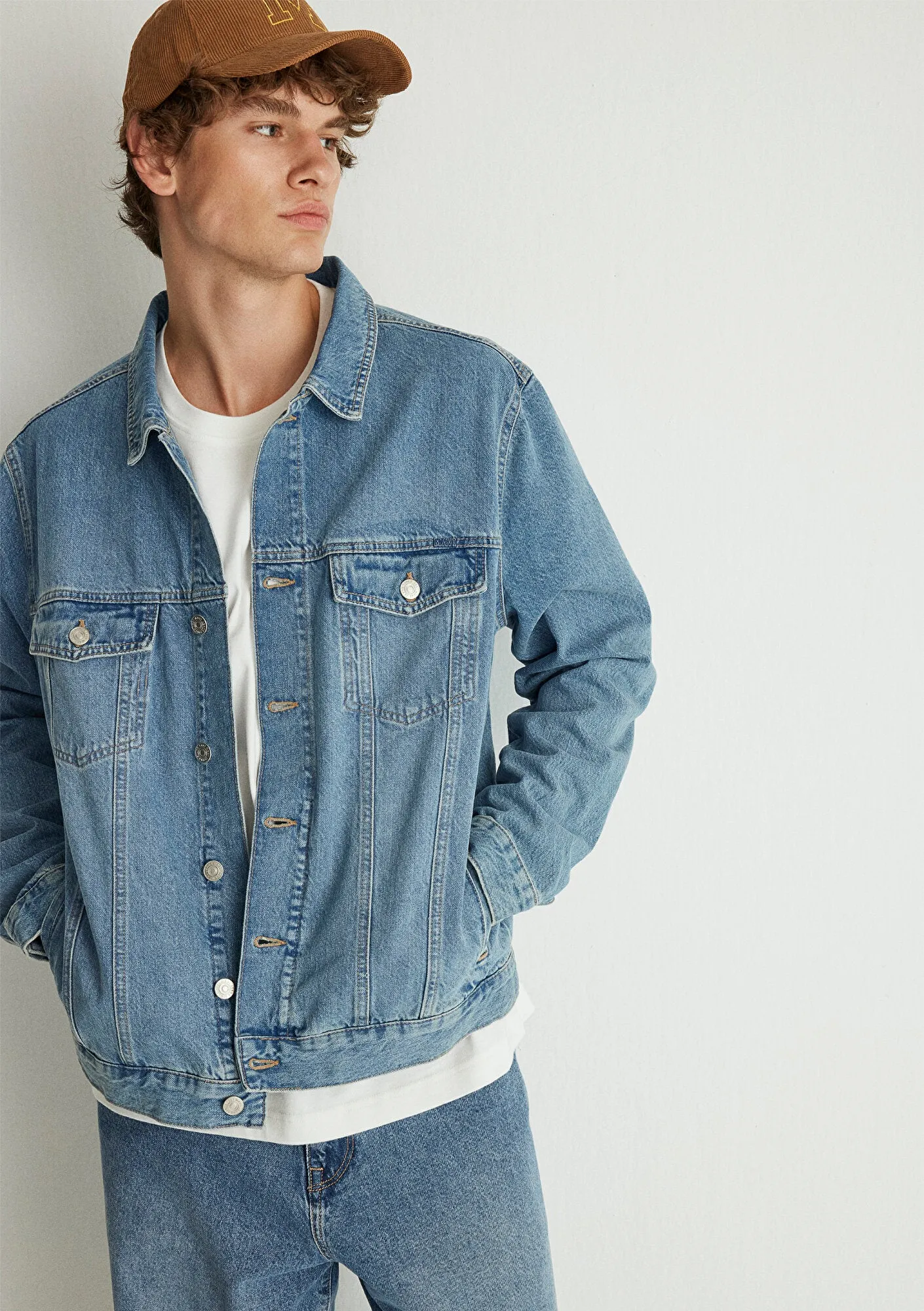 Ray Used Blue College Denim Jean Jacket