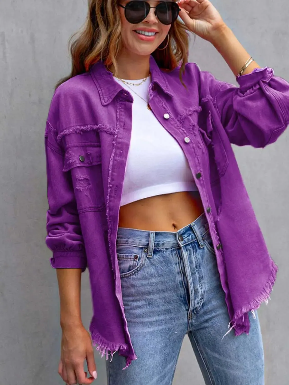 'Raya' Distressed Denim Jacket