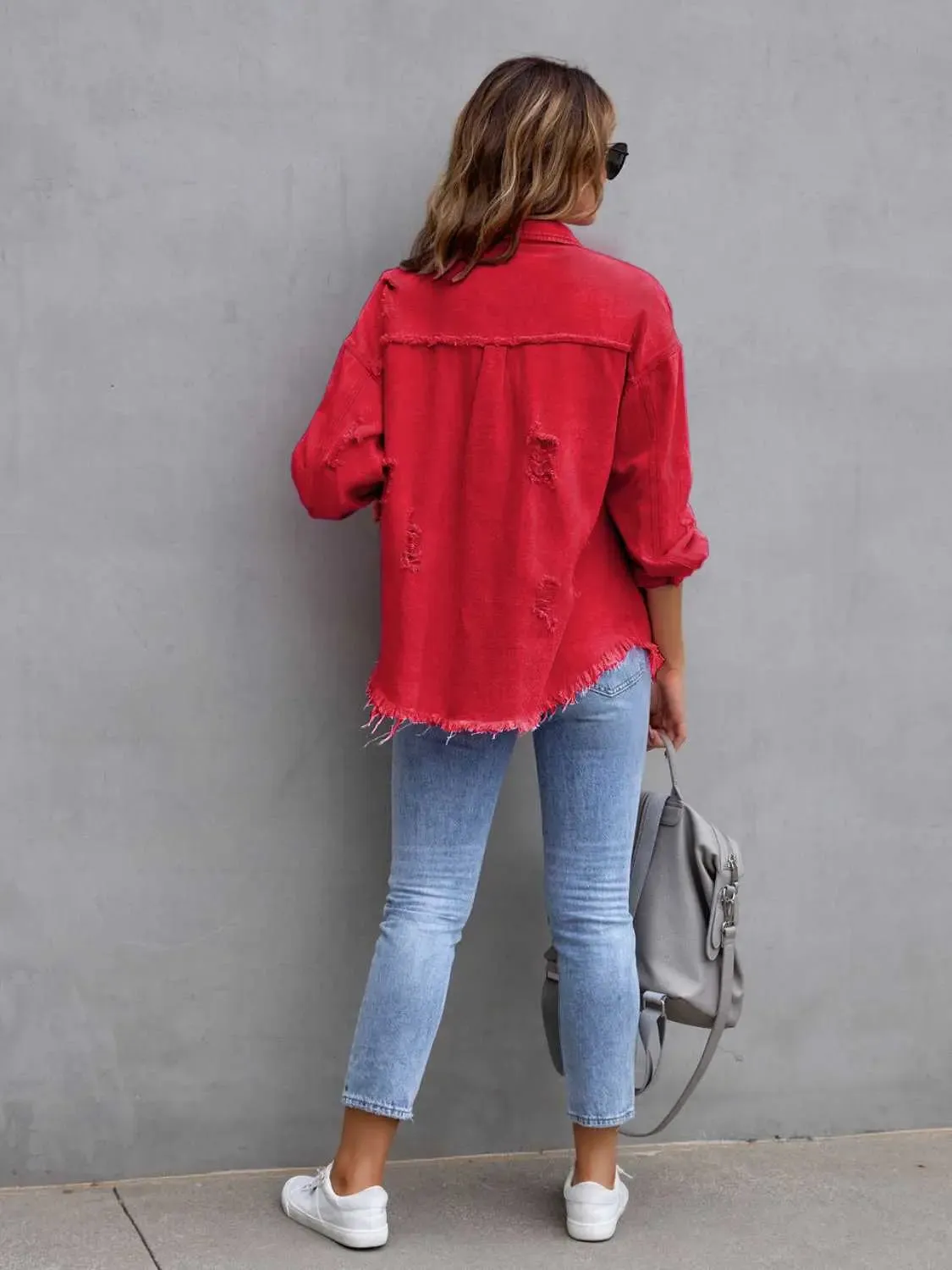 'Raya' Distressed Denim Jacket