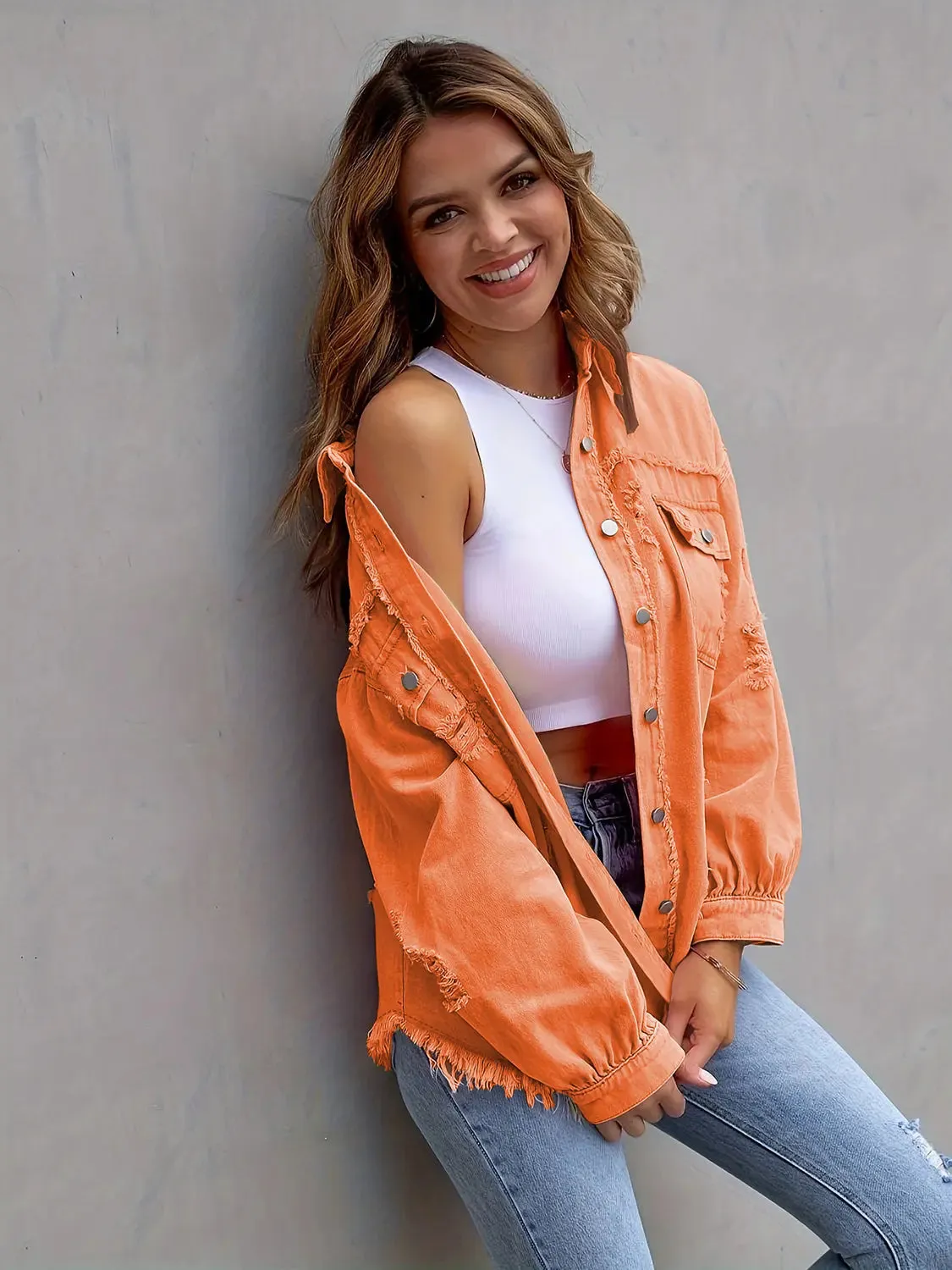 'Raya' Distressed Denim Jacket