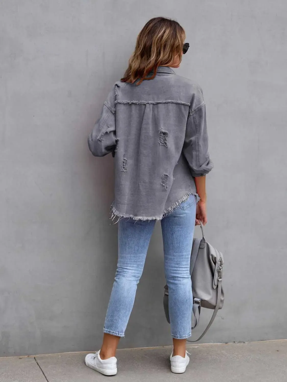 'Raya' Distressed Denim Jacket