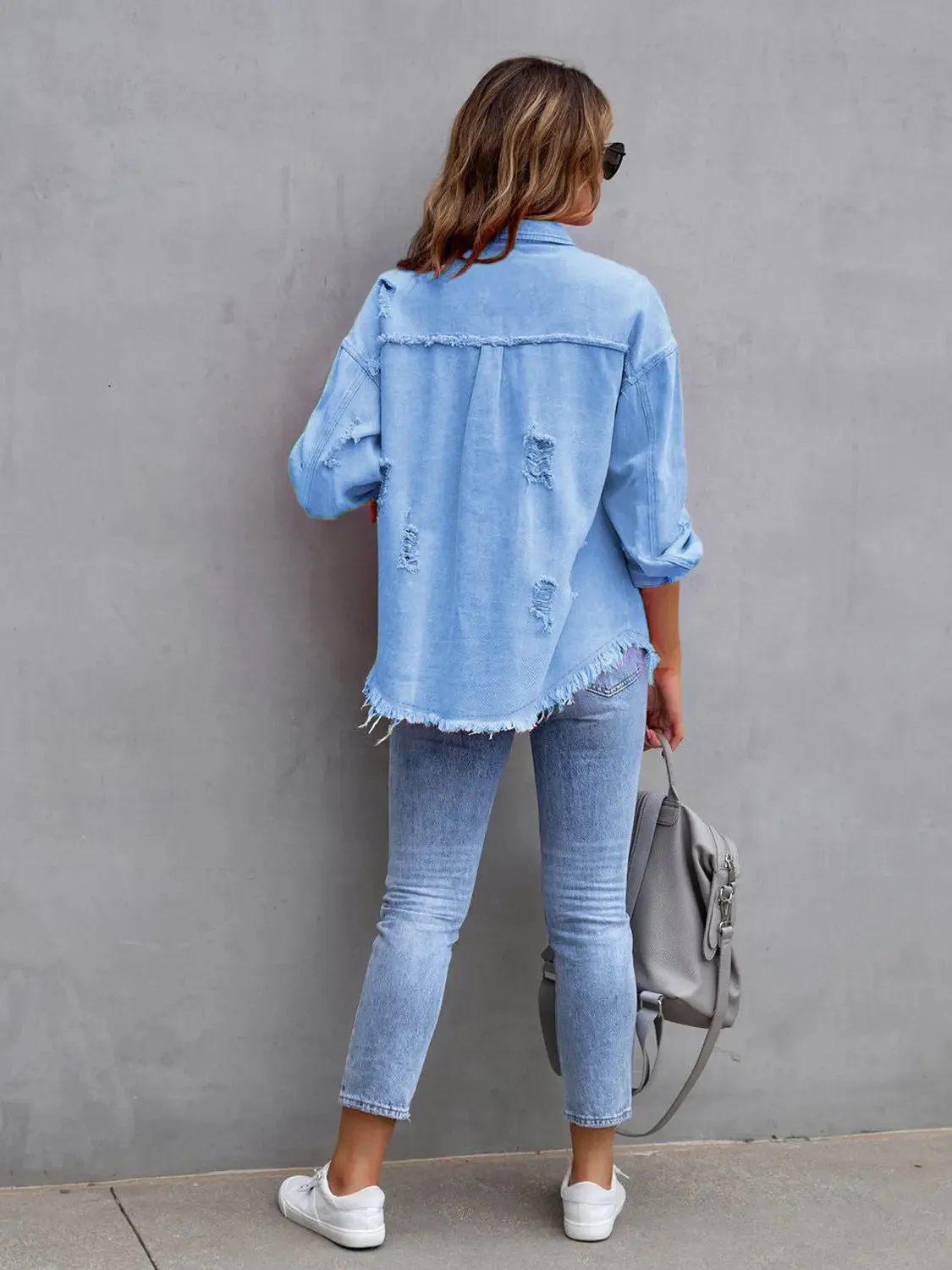'Raya' Distressed Denim Jacket