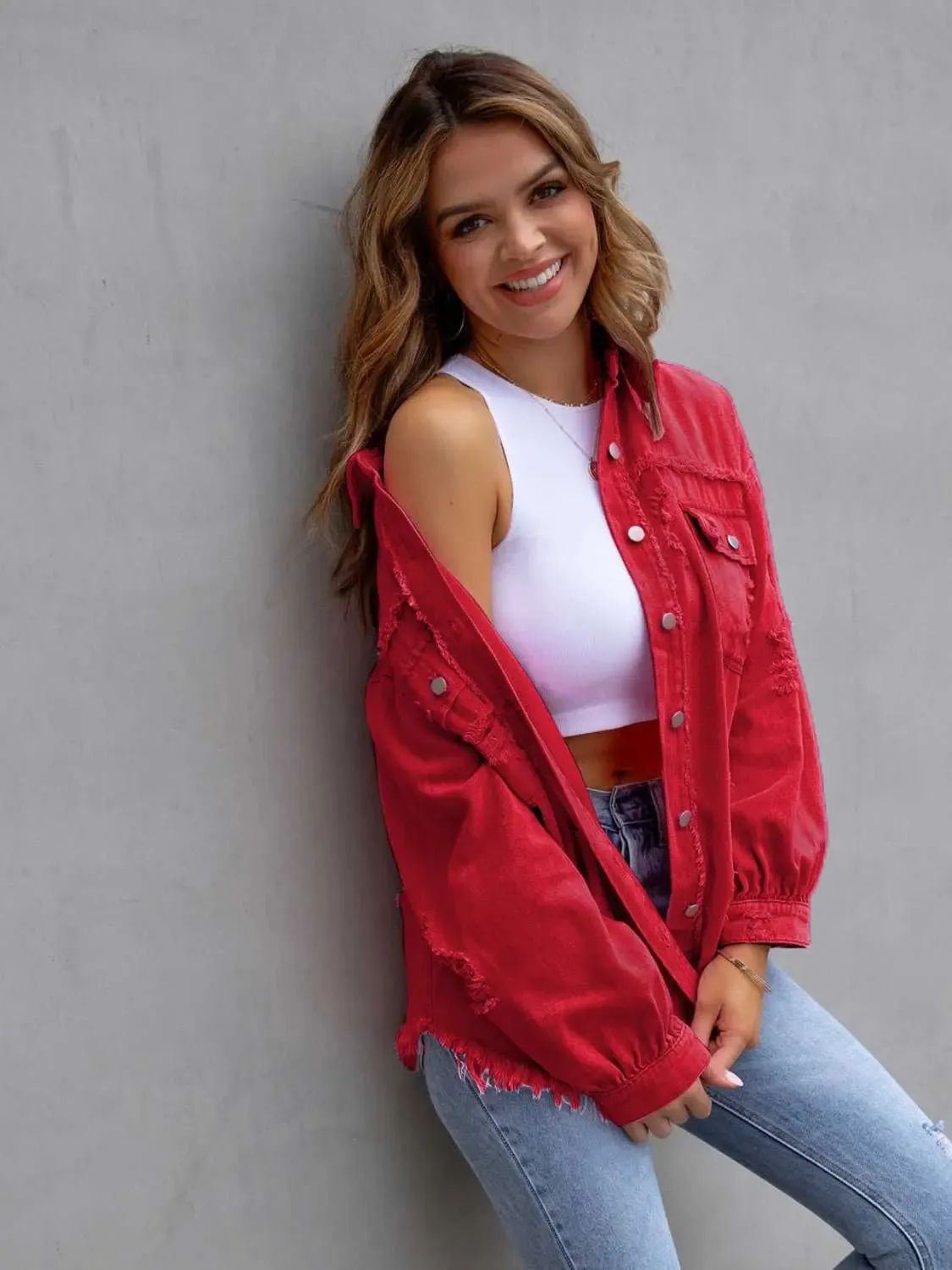 'Raya' Distressed Denim Jacket