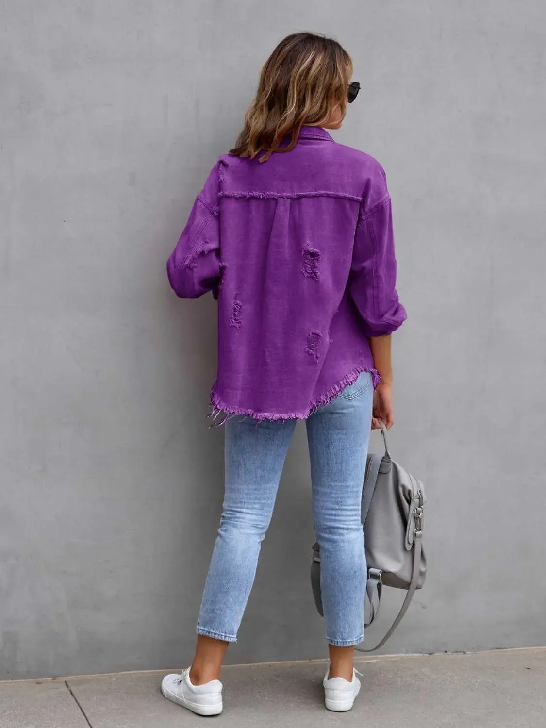 'Raya' Distressed Denim Jacket
