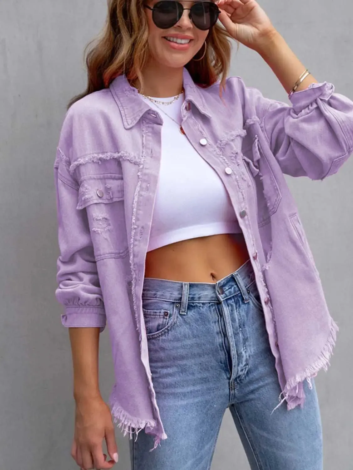 'Raya' Distressed Denim Jacket