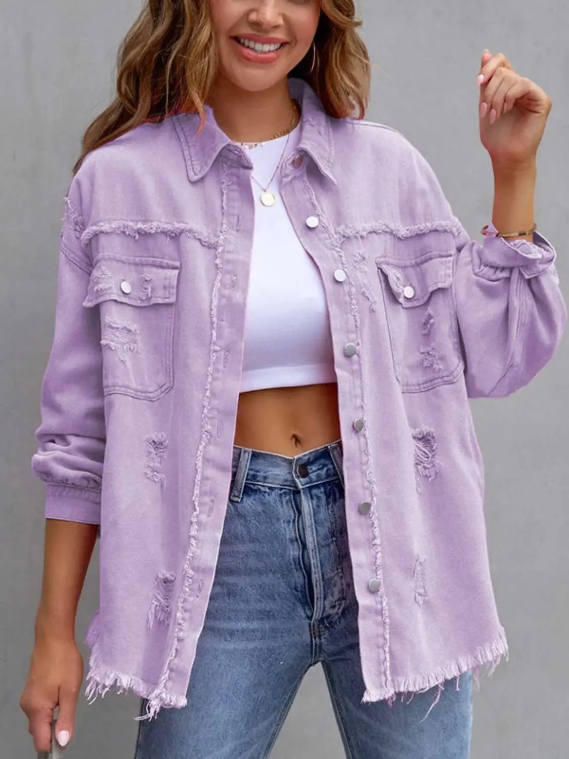 'Raya' Distressed Denim Jacket