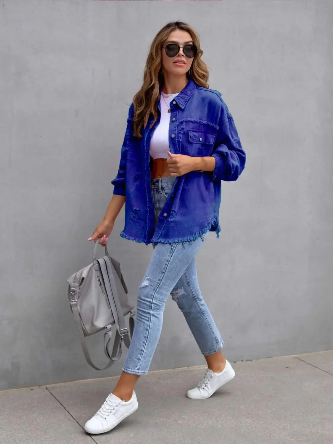 'Raya' Distressed Denim Jacket