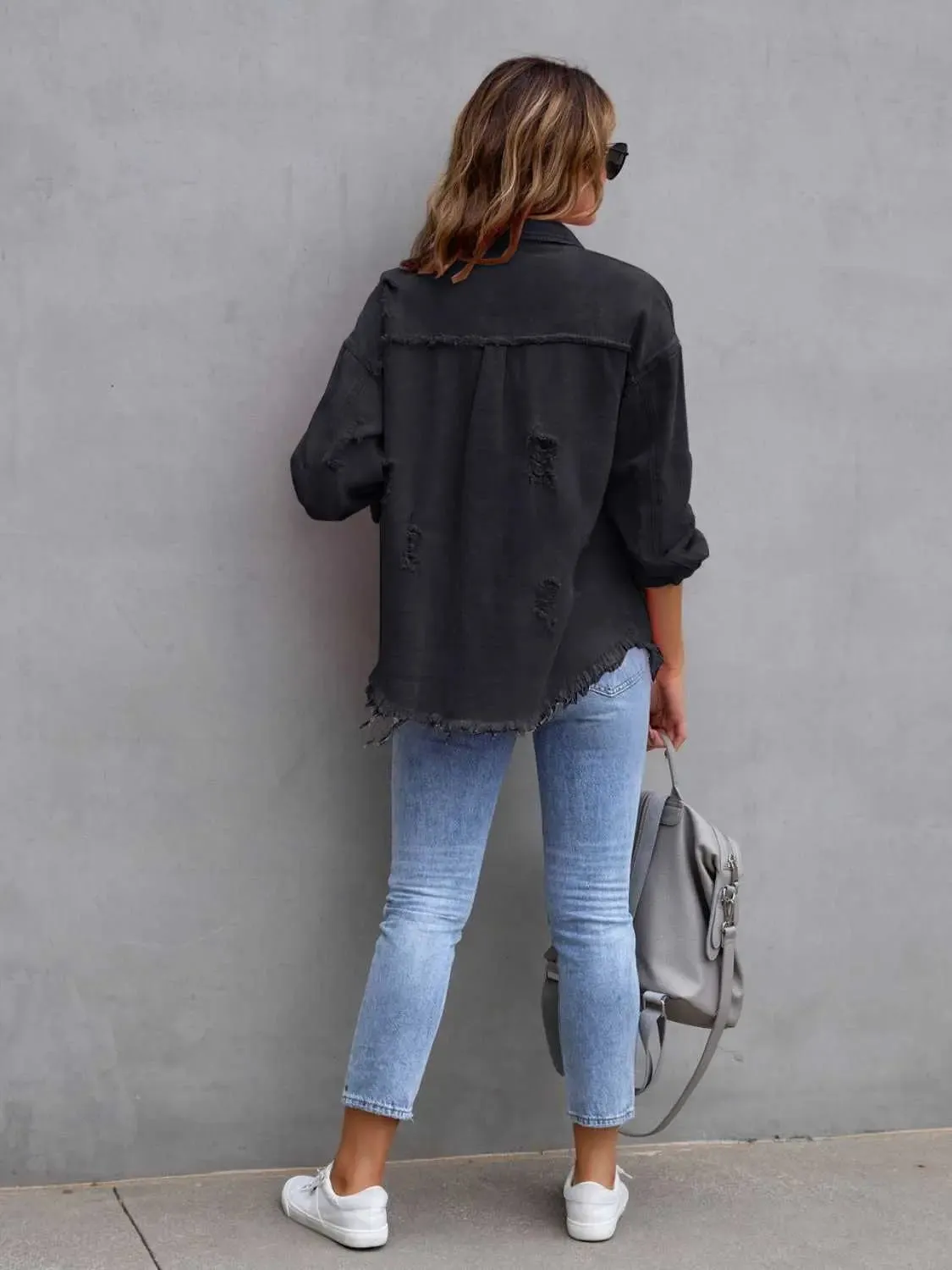 'Raya' Distressed Denim Jacket