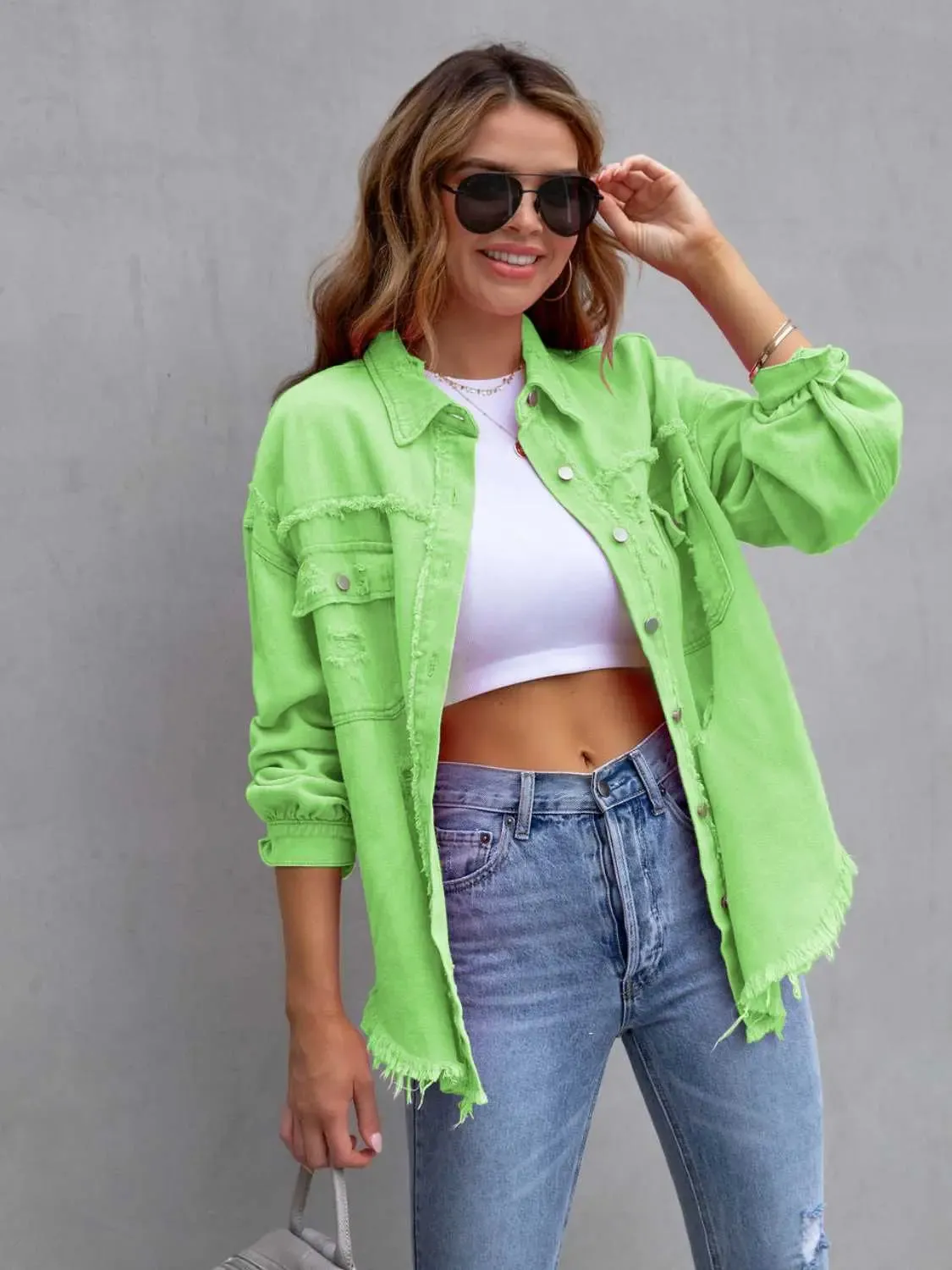 'Raya' Distressed Denim Jacket