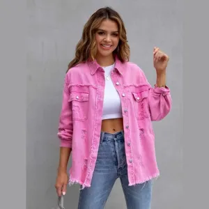 'Raya' Distressed Denim Jacket