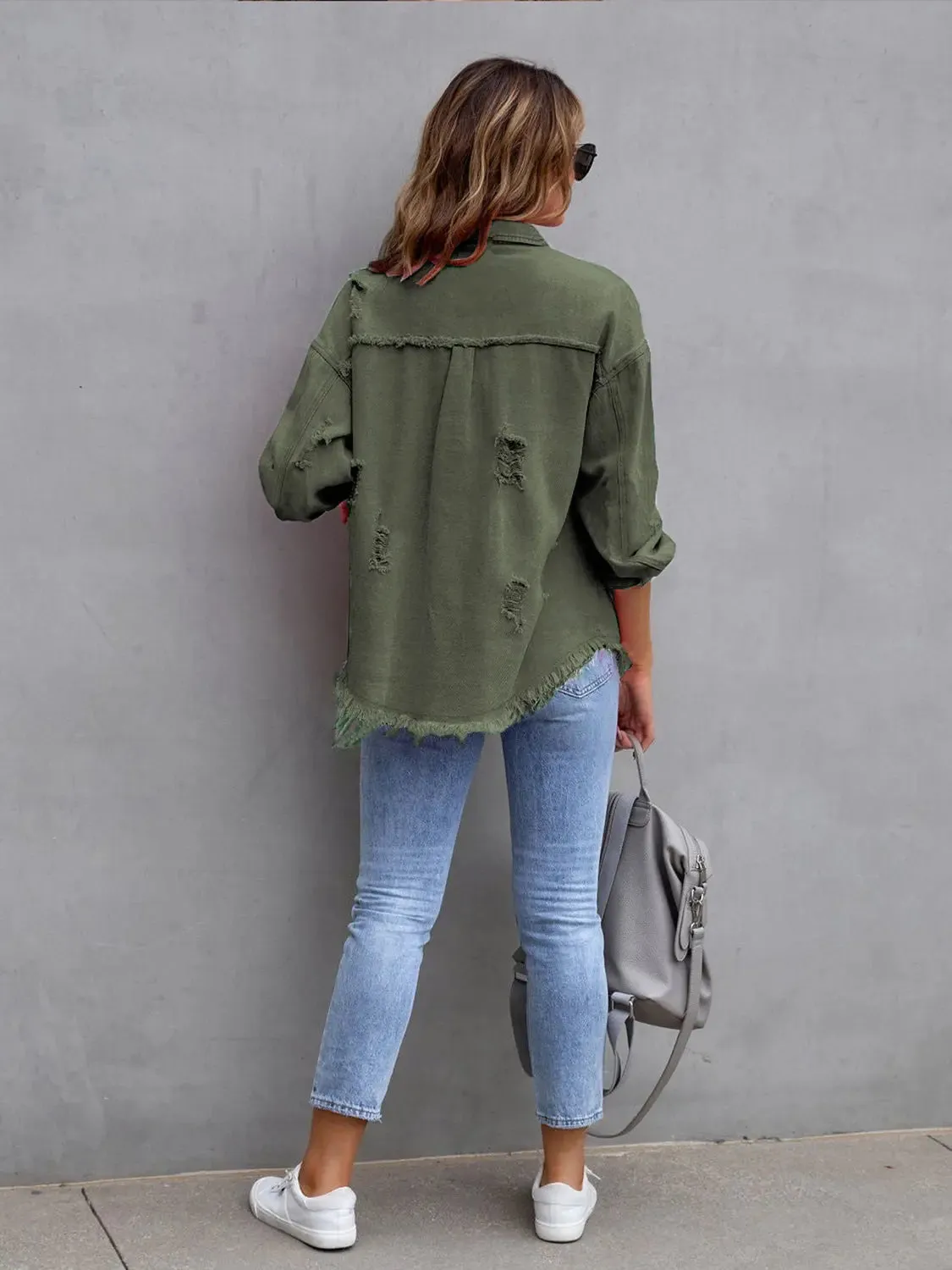 'Raya' Distressed Denim Jacket