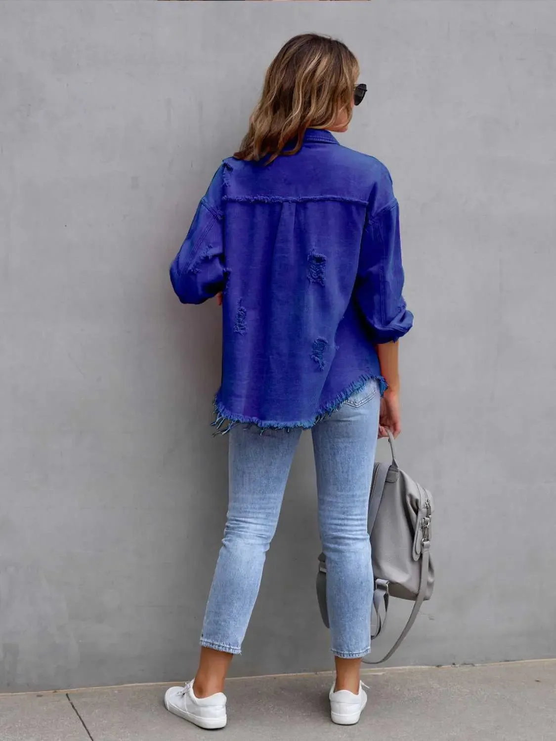 'Raya' Distressed Denim Jacket