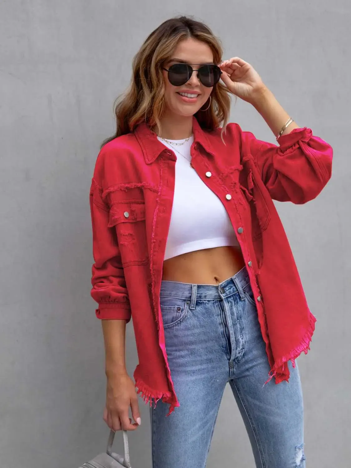 'Raya' Distressed Denim Jacket