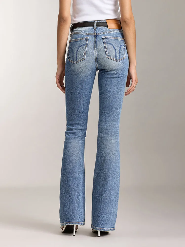 Retro Washed Flared Jeans