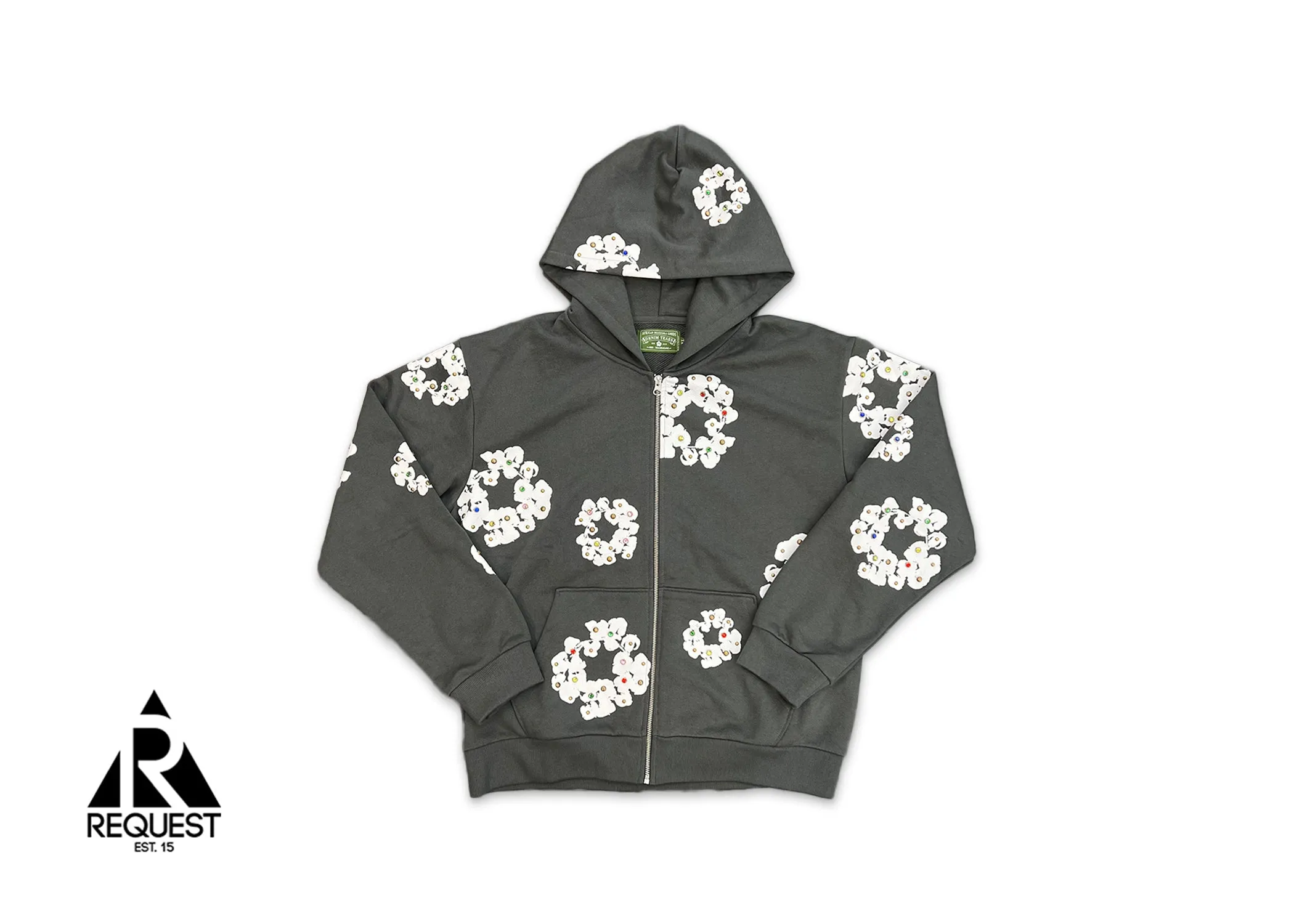 Rhinestone Wreath Zip Hoodie "Vintage Black (2024)"