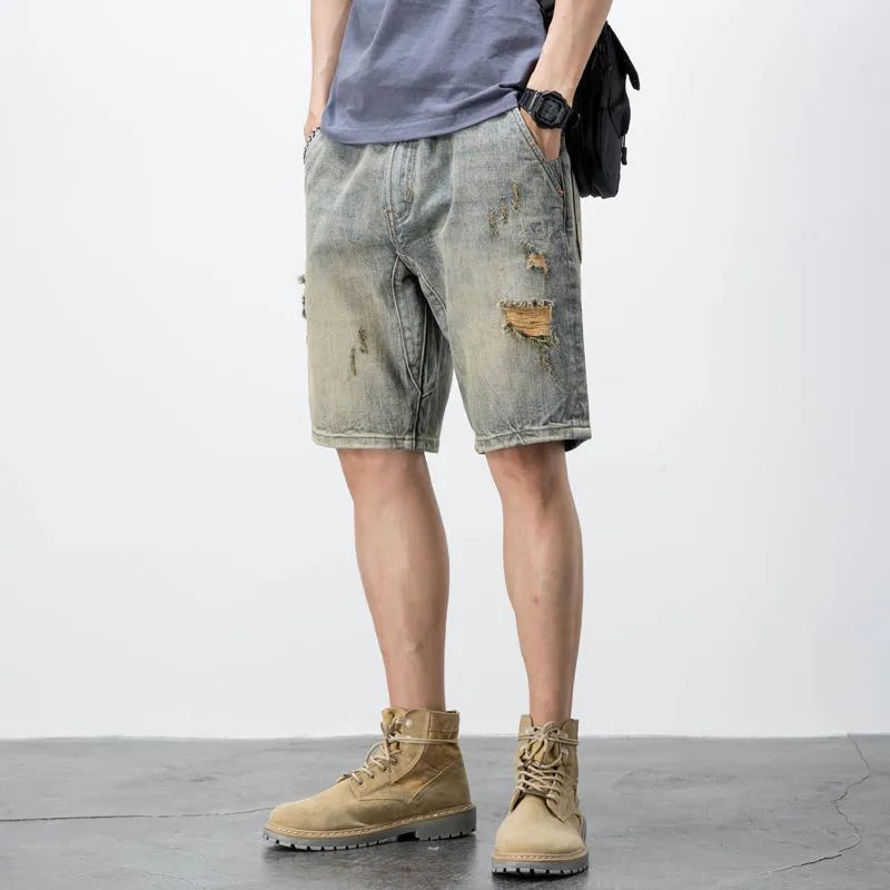 Ripped denim shorts-D372 | Inspanda
