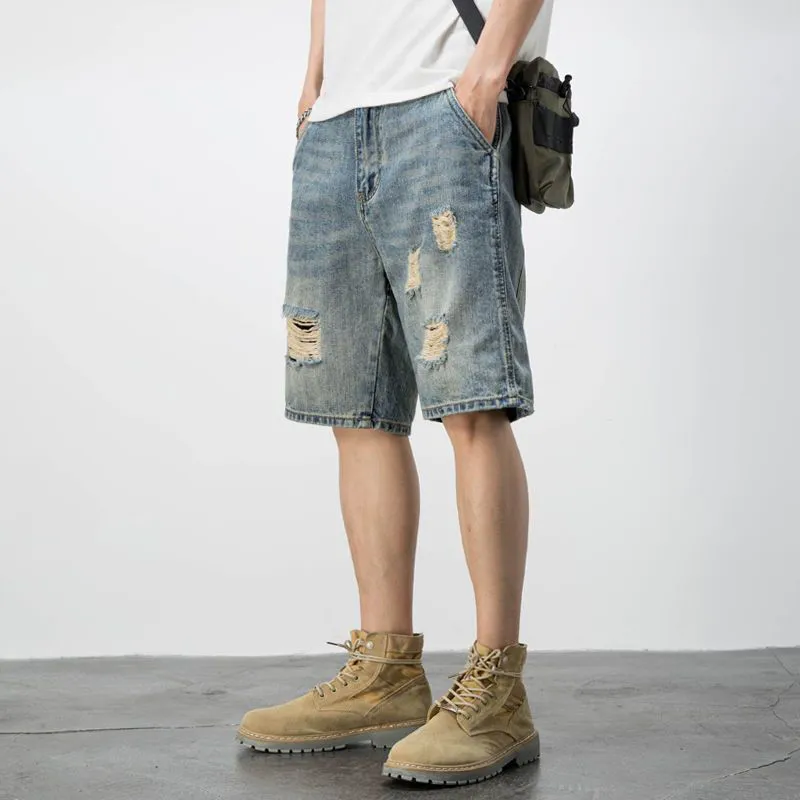 Ripped denim shorts-D372 | Inspanda
