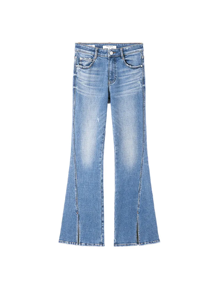 Ripped Flared Slit Jeans