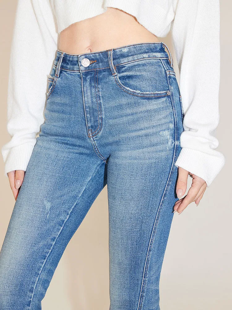 Ripped Flared Slit Jeans