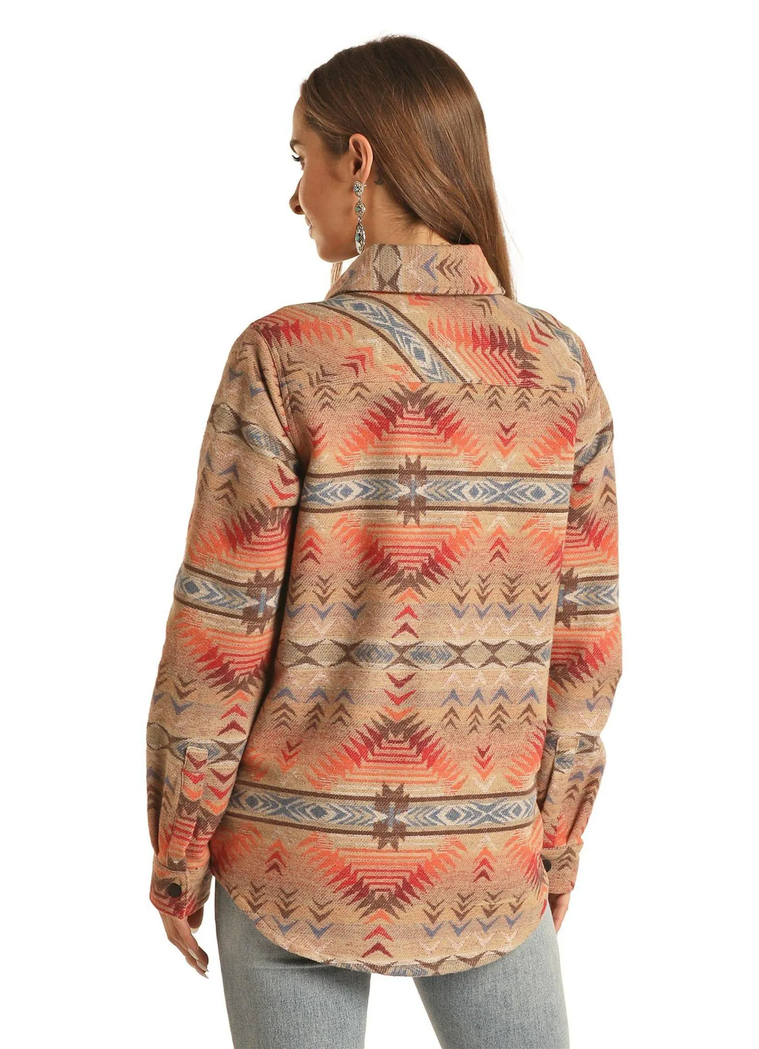 ROCK & ROLL DENIM LADIES TAN AZTEC JACKET SHIRT