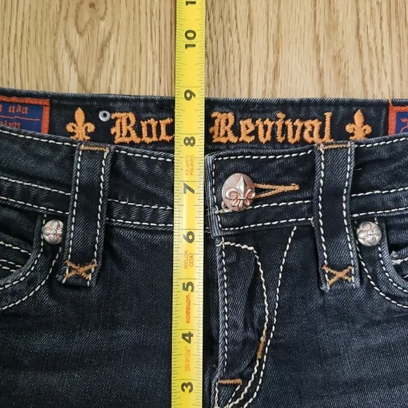 Rock Revival Trina Skinny Low Rise Jeans in Washed Black size 28
