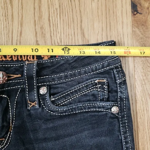 Rock Revival Trina Skinny Low Rise Jeans in Washed Black size 28