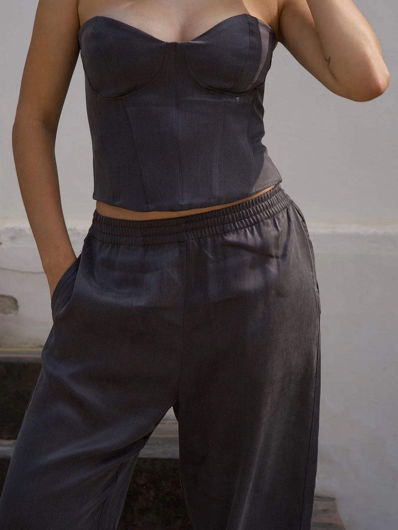 ROMANTIC - Wide Leg Pants • Steel